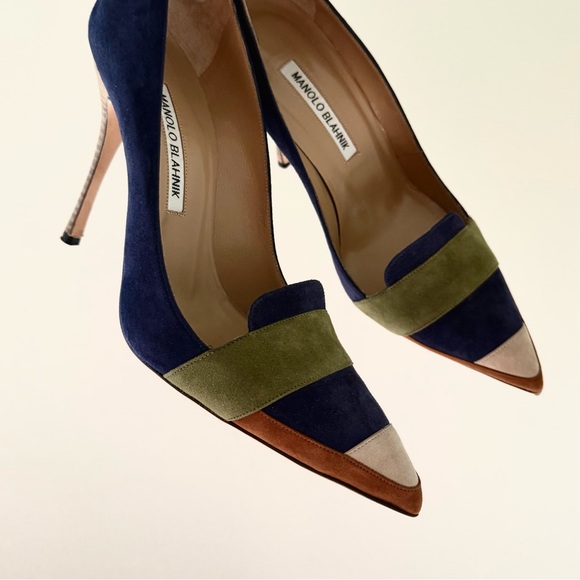 Manolo Blahnik Shoes - 🍉Manolo Blahnik Suede Blue Green Durut Heels SATC